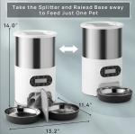 Dog Feeding Stainless Steel Pet Food Dispenser With Two Way Splitter