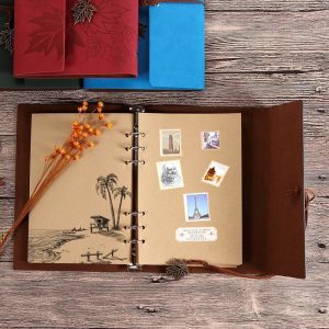 6 Ring Binding Travel Journal Notebook Maple Leaf Embossed Logo With Retro