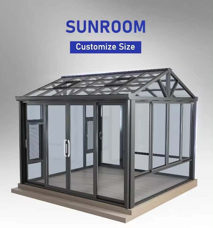 Powder Coated Smooth Finished Aluminum Sunroom Glass House For Winter Garden Elegance