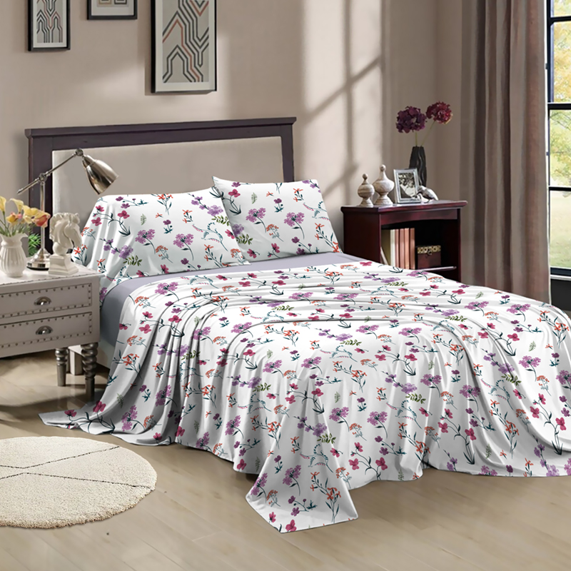 100% Polyester Multi Size Custom Printed Sheet Set for Queen Size and King Fitted Sheet