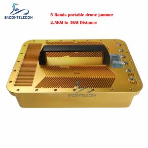 China 3KM 5 Bands Portable Drone Jammer Blocker 900mhz 2.4G GPS1.5G 5.2G 5.8G factory
