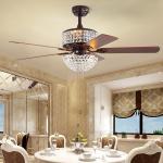 5 Blades 65W Dining Room Ceiling Fan Light Iron Blade Fan 52Inch