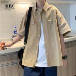Short Sleeve Poplin Darts Men's Cotton Dress Shirts for Casual Wear Customized