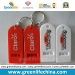 Customized Green Flat Alerting Whistle White Logo Printed w/Key Ring