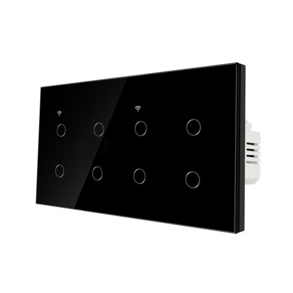 157 Type 8gng White Black Smart Light Switch Glassy Remote Control Wifi Switch