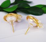 Pearl Earring Set Metal Gold Plated Dangle Earrings Heart Butterfly Hoop Earring