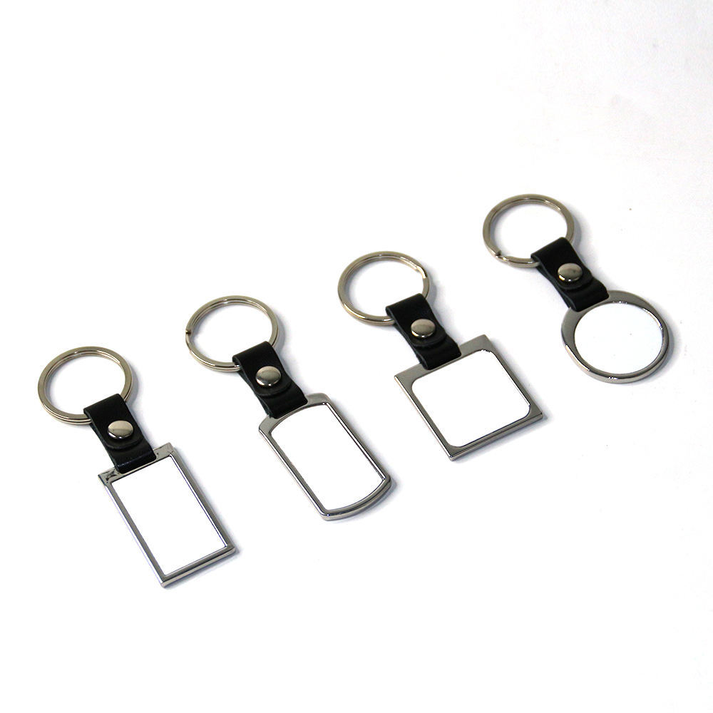 Zinc Alloy Metal Sublimation Keychain With Leather Buckle Picture Keychain