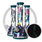 Rick And Morty Bong 7mm Thick UV Glass Water Bongs Night Luminous Products