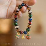 Hot Sale Multicolor 10 MM Pink Crack Shape Glass Beaded Bracelet Beautiful