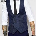 Men's Slim Black Suit Vest in Customized Color Perfect for Business Formal Style