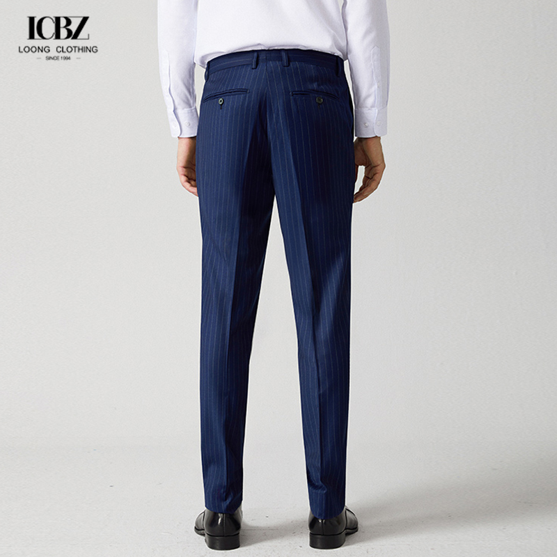 Streetstyle Letter Pants for Men's Business Trousers Stretch Straight Pants Wool/Silk