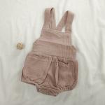 Summer Cotton Muslin Baby Clothes Sleeveless Romper Strap Pants With Pocket