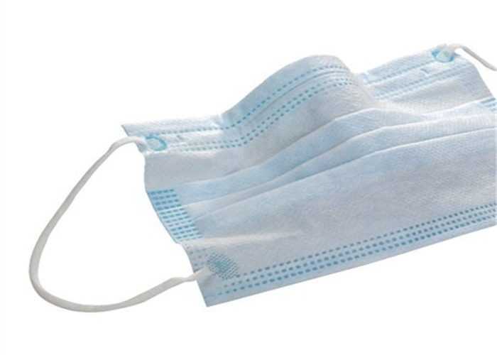 Blue And White Disposable Earloop Face Mask , Waterproof Face Mask 3 Ply Earloop