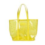 Yellow Clear PVC Tote Bag with Emboss Logo , Women Transparent Shoulder Bags