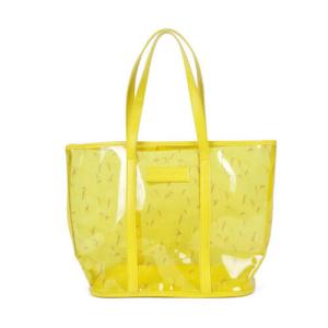 China Yellow Clear PVC Tote Bag with Emboss Logo , Women Transparent Shoulder Bags factory