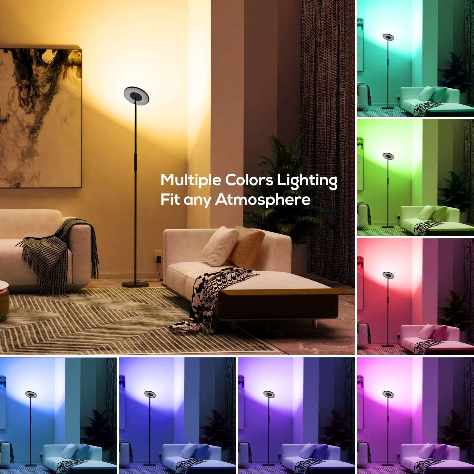 24W Indoor LED RGB Corner Floor Lamp Tuya Alexa WiFi Control Living Room
