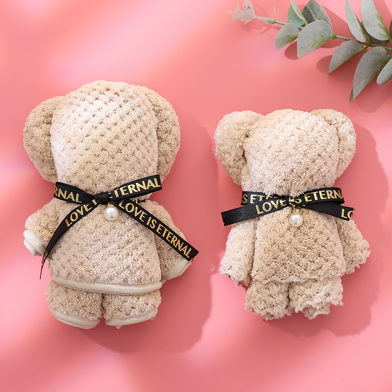 Square Teddy Bear Plush Toy Stuffed Towel Set for Children's Toys Christmas Present
