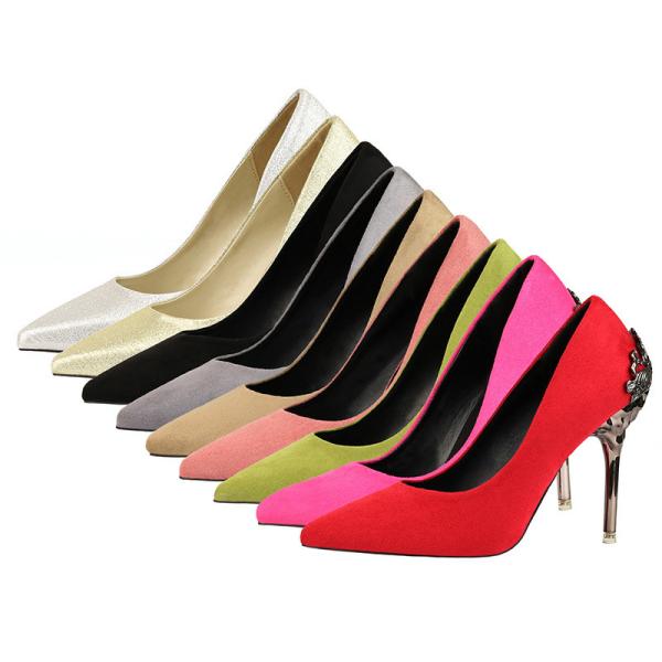 ZM021 1723-1 Frosted Fine-Heeled Super High-Heeled Suede Wedding Shoes Elegant
