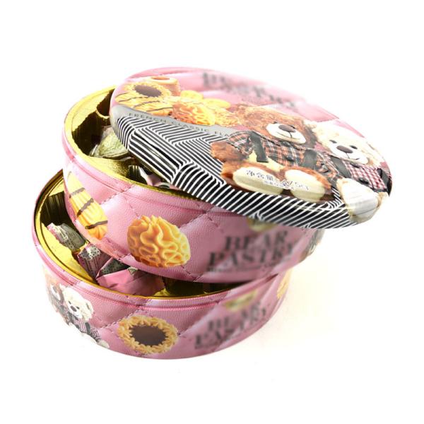 Wholesale Customized Round Nested Christmas Gift Tin Set Chocolate Biscuit