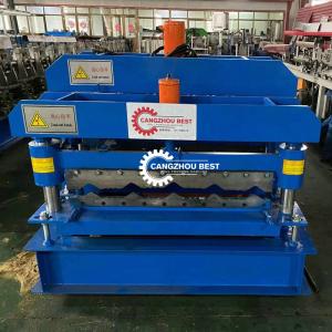 China 3kw Villa Plc Control 800mm Glazed Metal Roof Tile Making Machine factory