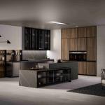 Luxury Home Furniture Modular Walnut Wood Veneer Matt Black Color Glass Door