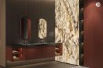Sophisticated Blush Red Stainless Steel Bathroom Cupboard With Dual Sided Grid