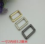 Supply all kinds of size zinc alloy light gold square ring buckle for handbag