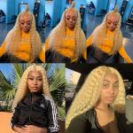 Deep Wave 100% Peruvian Ombre Human Hair Extensions 613# Blonde Color For Lady