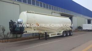 30TONS 3 Axles Bulk Powder Tankers Cement Trailer  WEICHAI engine Air compressor BOHAI