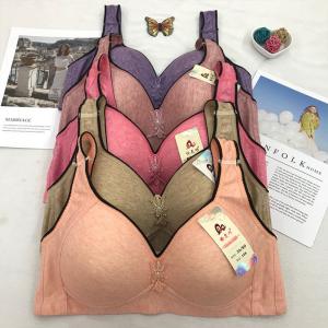 China Strapless Knitted Push Up Cotton Bra 36-42 Size Gather Lace Bra And Brief Set factory