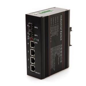 China Industrial fiber Ethernet switch POE 2 gigabit fiber port 4 10 / 100 / 1000M RJ45 factory