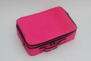 China Oxford Beauty Bag With Double Zipper Fabric Makeup Train Case For Artist Rose Cosmetic Bag 3 Layer Organizer factory