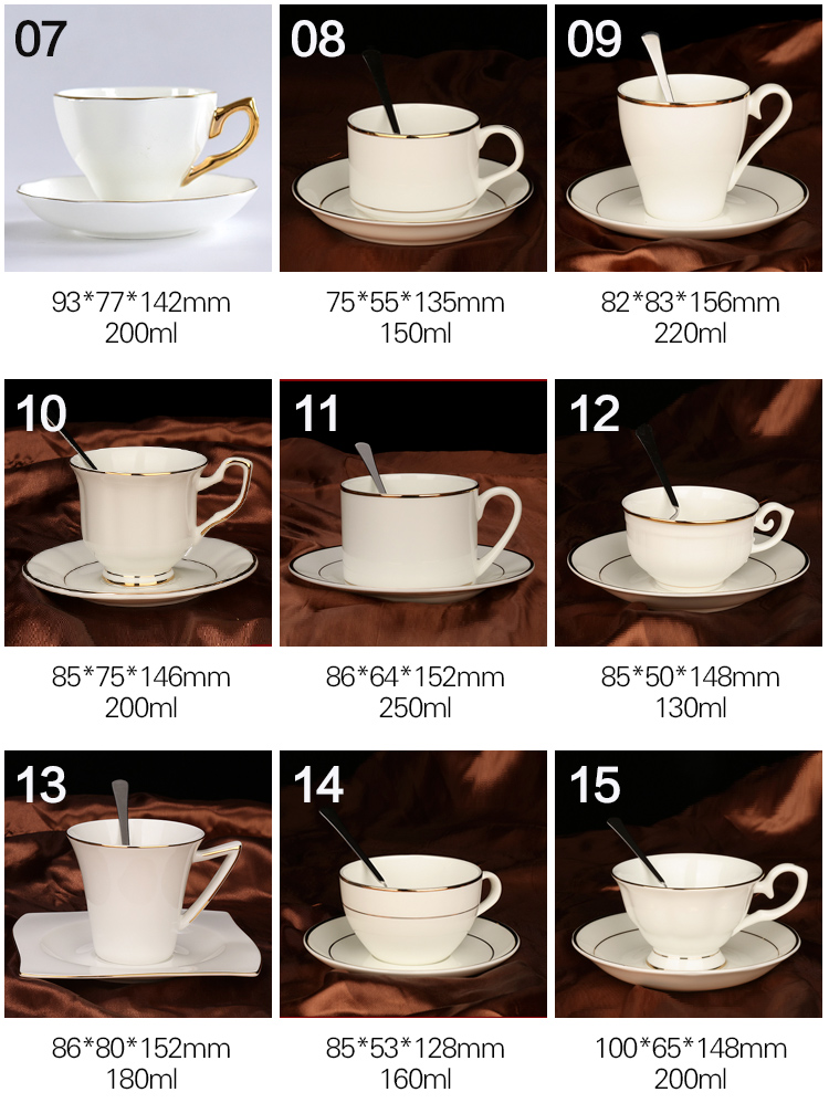 Wholesale customizable sublimation coated best selling Ceramic Bone China Mug with Saucer with golden rim