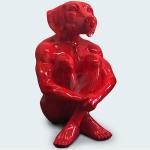 Contemporary Diamond Dog Sculpture in Fiberglass - Eye-Catching Art Piece for
