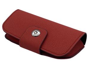 China Red Soft Leather Eyeglass Case Custom Logo 158x82x40mm factory