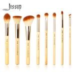 Aluminium Ferrule Bamboo Makeup Brush Set Custom Soft Synthetic Bristles