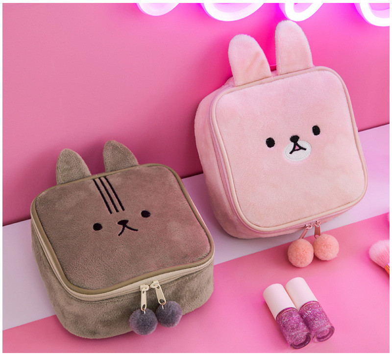 Portable Zipper Clutch Coin Purse Cute Plush Pouch Bag For Girl