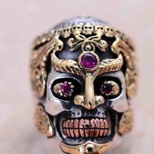 China Men Jewelry Golden 925 Silver Two Tone Skull Retro Ring (048115) factory