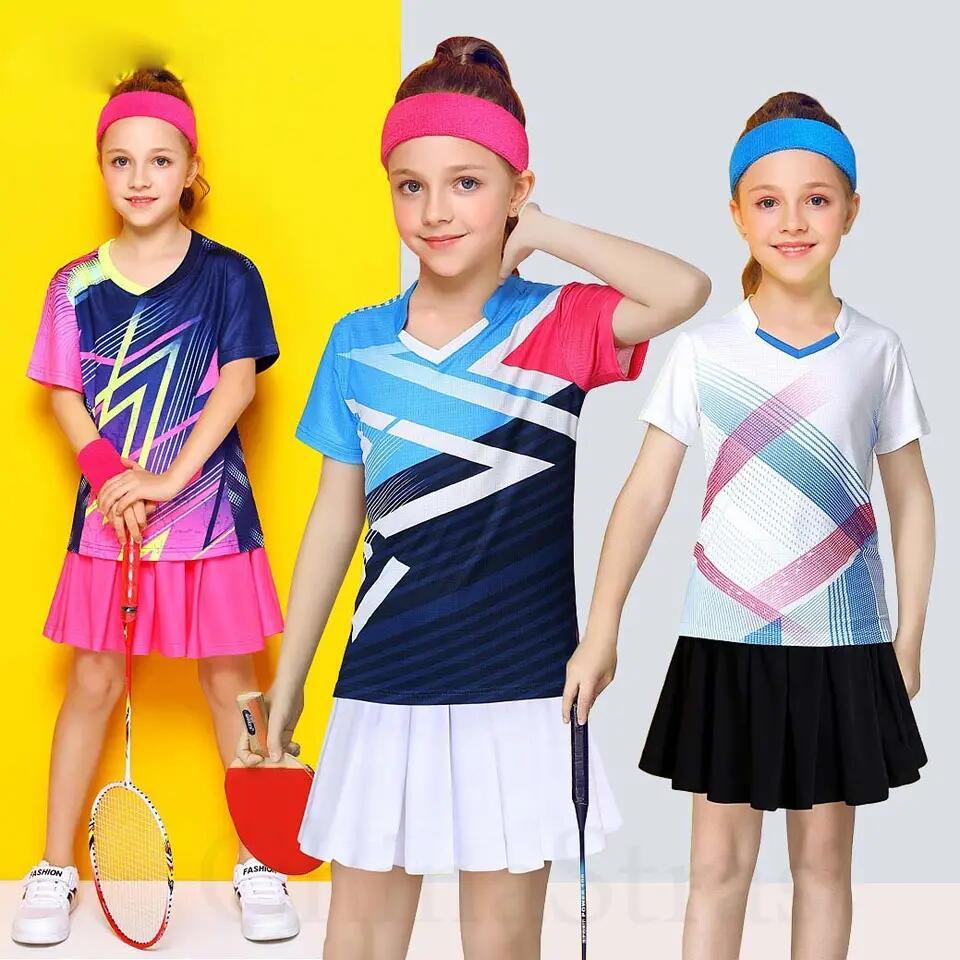 Tennis Clothes for Girls Children Ping Pong Tee Shirts Skirt Sets Kid Volleyball Kits Badminton Jerseys Sport Uniform Sportswear