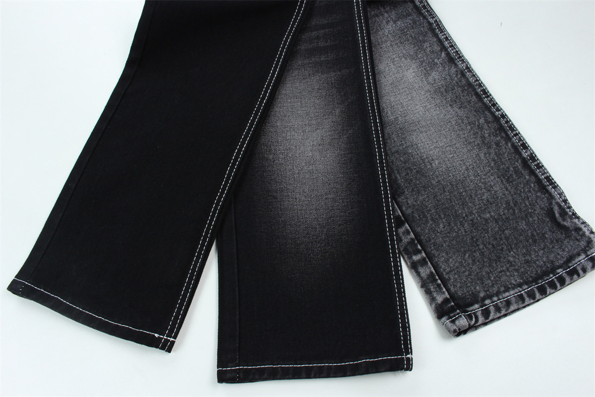 190cm 13oz Black Black Cotton Polyester Rigid Denim Fabric For Jeans