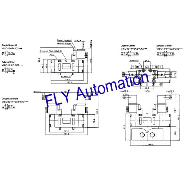 Standard 24V 5-Way Pneumatic Solenoid Operated Directional Control Valve
