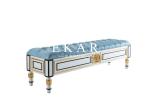 Spanish Luxury Design Long Fabric Upholstery End Bed Stool
