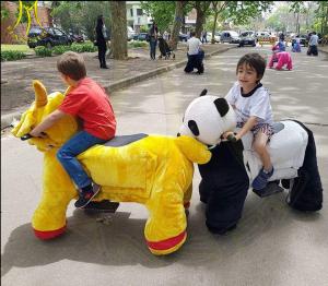 China Hansel amusement stuffed battery operated electric ride on animal rides factory