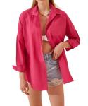 Womens Long Sleeve Shirts Solid Color Button Down Blouses Casual Fit