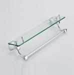 Stainless Steel Single Layer Bathroom Glass Shelf with Towel Bar Shower