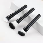 Private Label Oval Makeup Brush Set Wooden Handle Aluminum Black
