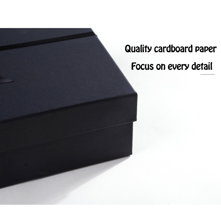 Black Cardboard Simple Design Elegant Custom Luxury Scarf Business Set Gift Box With Ribbon