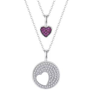 China YASVITTI Rhodium Plated CZ Women 925 Sterling Silver Zircon Jewelry Customized Romantic Pink Heart Charm Necklace factory