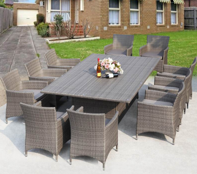 8 Seater 9 Seater Rattan Garden Furniture Sofa Dining Table Set Modern Rattan