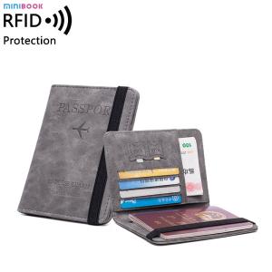 China Custom Logo Pu Leather Passport Cover Rfid Blocking Passport Holder Travel Wallet With Card Case factory